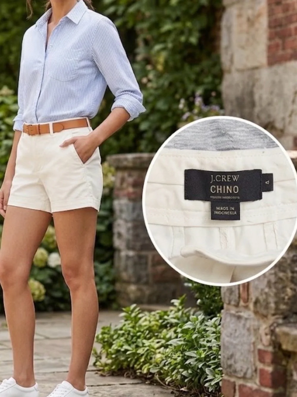 J. Crew Cream High-Rise Cotton Shorts